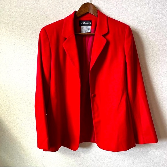Sag Harbor Jackets & Blazers - Vintage 1970s Sag Harbor Vibrant Red Women's Open Front Casual Formal Blazer